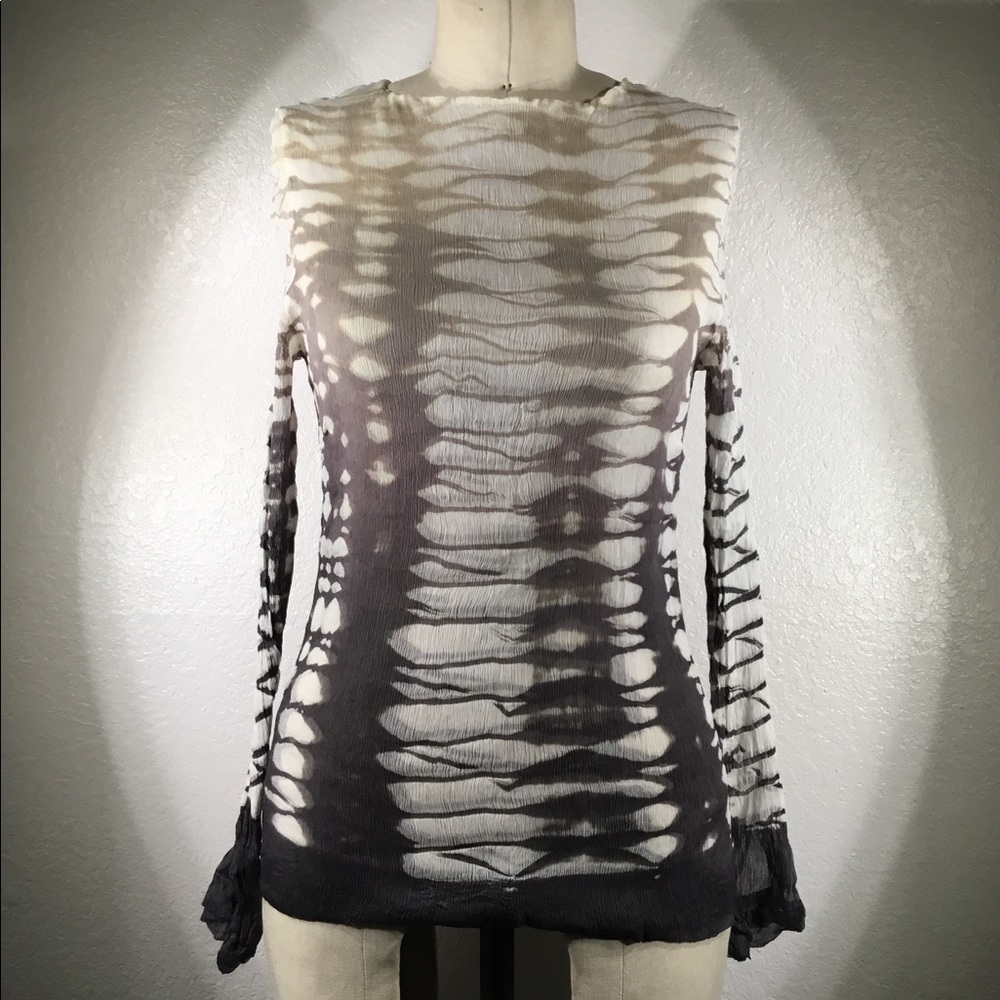 Viviana Uchitel Long Sleeve Sunset Silk Top NWT